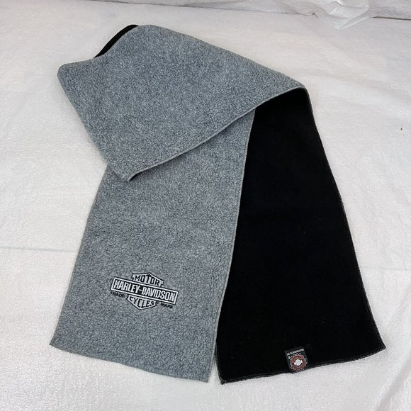 RARE Harley Davidson Gray Black Winter Fleece Scarf 9"x62" Official RKS Products - Picture 2 of 8